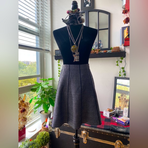 Zara Basic Collection Striped Flared High Rise Skirt - grey / black - Picture 1 of 6